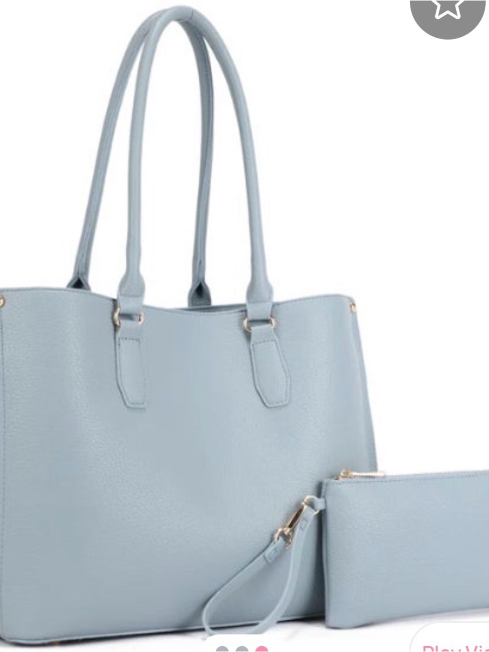 Classic Light Blue Tote Bag with Tote Bag Wristlet - Women